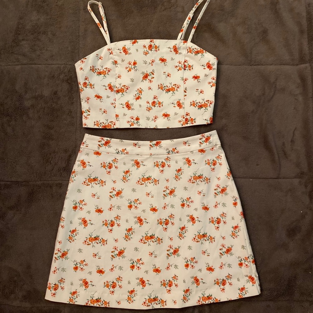 Floral Two Piece Skirt Set